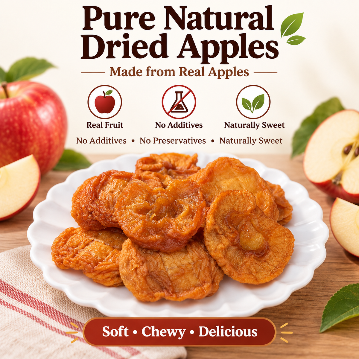 Pure Natural Dried Apples No Additives-Healthy and nutritious snacks-NEX