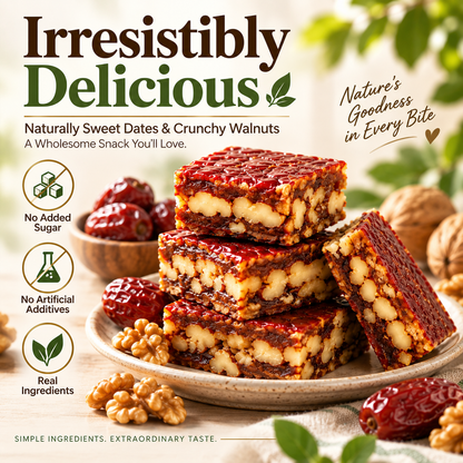 🌿Natural Jujube Walnut Energy Bites – Premium Date & Walnut Snack with Plant-Based Nutrition-FDA