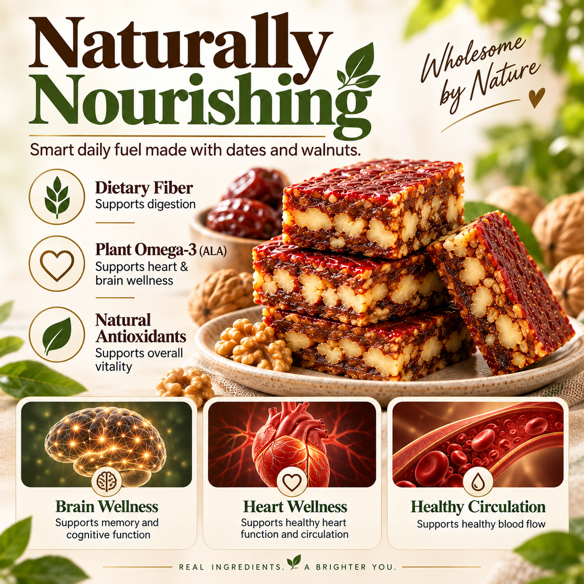 🌿Natural Jujube Walnut Energy Bites – Premium Date & Walnut Snack with Plant-Based Nutrition-FDA
