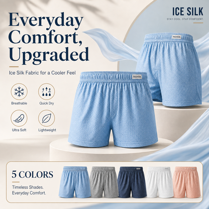 Men’s Ice Silk Boxer Shorts – Breathable & Quick-Dry Comfort-NEX