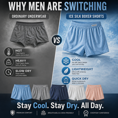 Men’s Ice Silk Boxer Shorts – Breathable & Quick-Dry Comfort-NEX