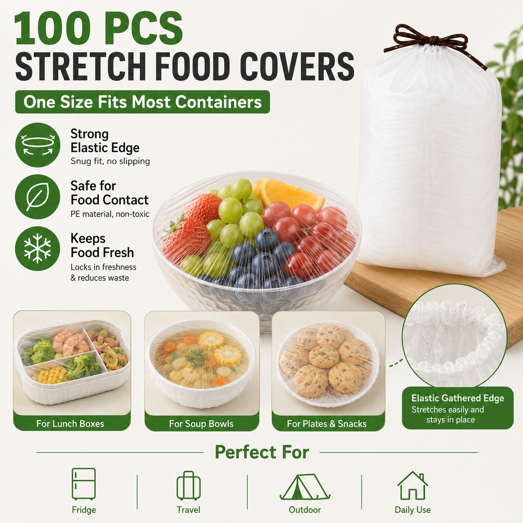 Disposable Stretch Food Covers - Elastic Bowl Covers for Fresh Food Storage-NEX
