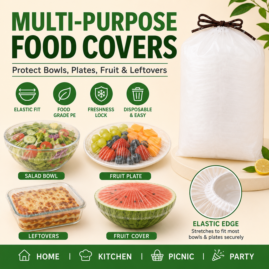 Disposable Stretch Food Covers - Elastic Bowl Covers for Fresh Food Storage-NEX