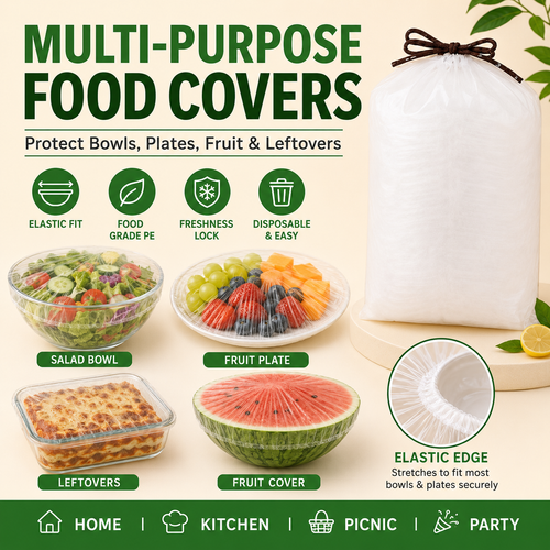 Disposable Stretch Food Covers - Elastic Bowl Covers for Fresh Food Storage-NEX