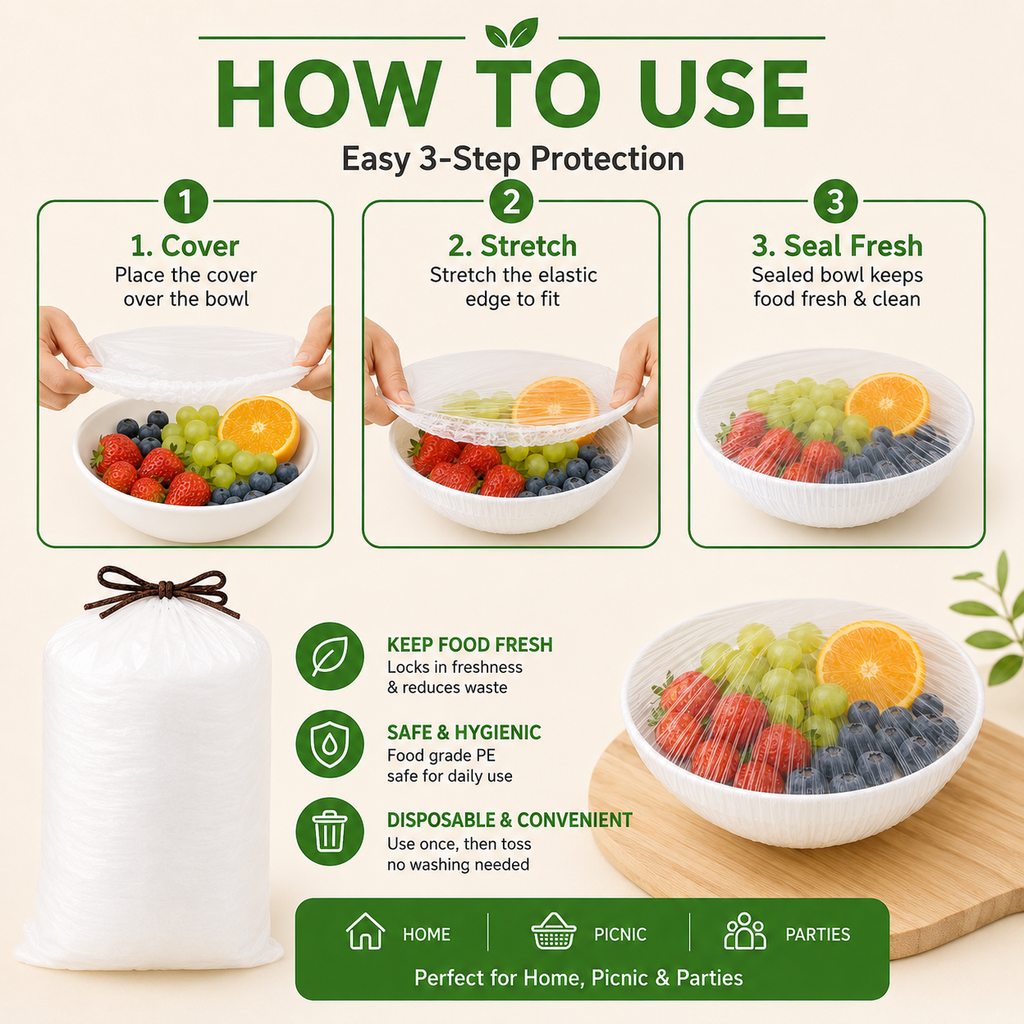 Disposable Stretch Food Covers - Elastic Bowl Covers for Fresh Food Storage-NEX