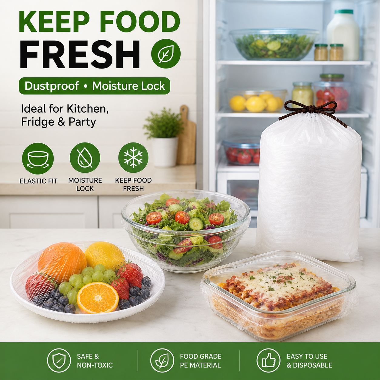 Disposable Stretch Food Covers - Elastic Bowl Covers for Fresh Food Storage-NEX